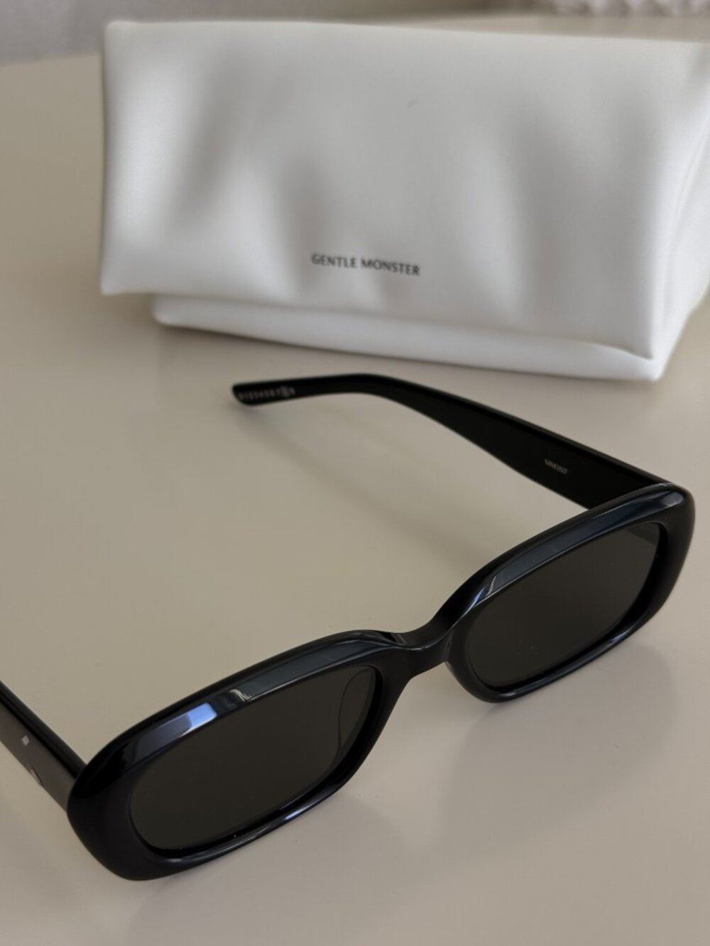 Maison Margiela x Gentle Monster Black Rectangular Sunglasses Gray Lens NWOT